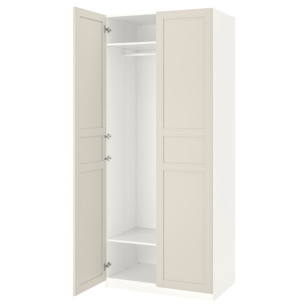 Гардероб, белый/Флисбергет светло-бежевый 100x60x236 см IKEA PAX ПАКС 792.221.16 - фото 1