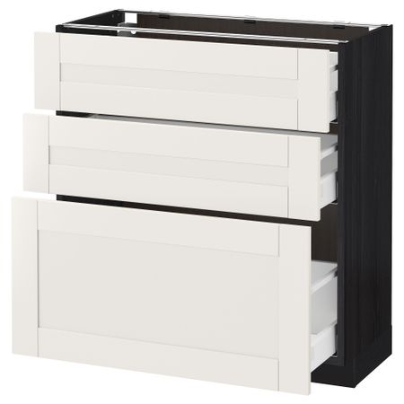 Напольный шкаф с 3 ящиками МЕТОД / МАКСИМЕРА, черный, Сэведаль белый