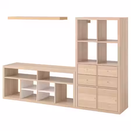 KALLAX / LACK Шкаф для ТВ, комбинация - под беленый дуб 224x39x147 см