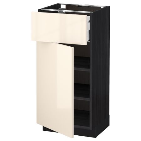 Напольный шкаф с ящиком, дверью МЕТОД / МАКСИМЕРА, черный, Рингульт кремовый