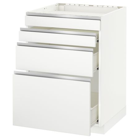 Напольный шкаф для духовки, 4фасада, 3 ящика МЕТОД / ФОРВАРА, белый, Нодста белый