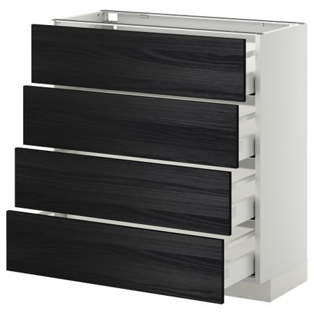 Напольный шкаф 4 фронтальных панели, 4 ящика МЕТОД / МАКСИМЕРА, белый, Тингсрид черный