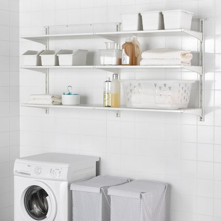 Настенная шина/полки, белый 176x41x87 см IKEA АЛЬГОТ 492.303.30