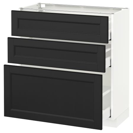 Напольный шкаф с 3 ящиками МЕТОД / МАКСИМЕРА, белый, Лаксарби черно-коричневый