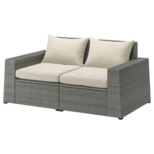 2-местный модульный диван, садовый, темно-серый/Холло бежевый 161x82x82 см IKEA СОЛЛЕРОН 192.884.74 - фото 1