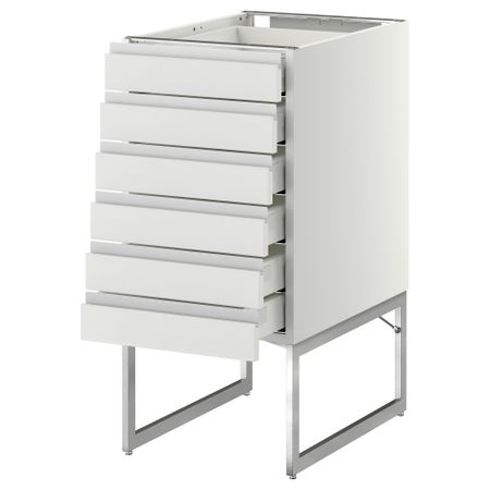 Напольный шкаф 6 фронтальных панелей, 6 нижних ящиков МЕТОД / МАКСИМЕРА, белый, Нодста белый