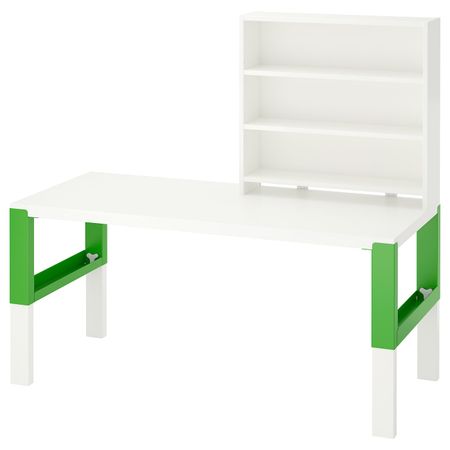 Письменный стол с полками, белый/зеленый 128x58 см IKEA PÅHL ПОЛЬ 192.784.13