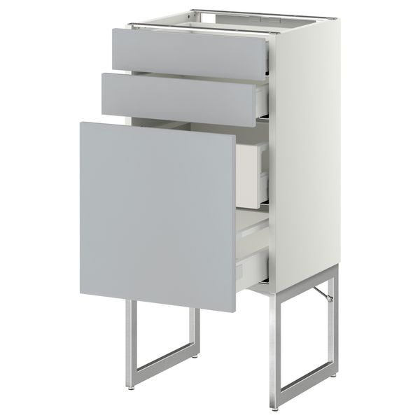 Напольный шкаф 3 фронтальных панели, 2 нижних, 2 средних ящика МЕТОД / МАКСИМЕРА, белый, Веддинге серый - схема-чертеж с размерами