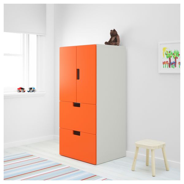 Комбинация для хранения с дверцами, ящиками СТУВА, белый, оранжевый (60x50x128 см) - фото 2