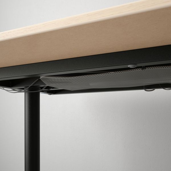 Письменный стол, 140x60 см, дубовый шпон, беленый, черный IKEA BEKANT БЕКАНТ 792.826.38 - фото 4
