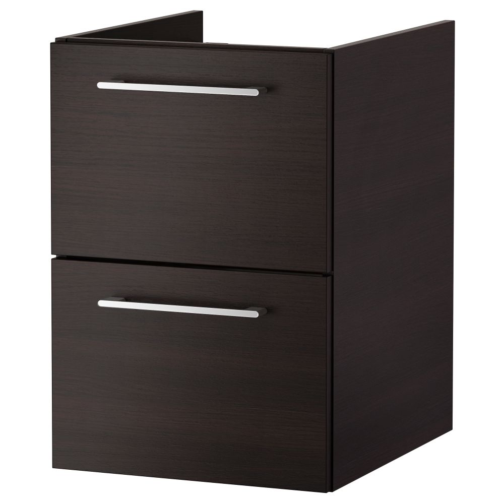 Шкаф для раковины с 2 ящиками ГОДМОРГОН, черно-коричневый - фото 1