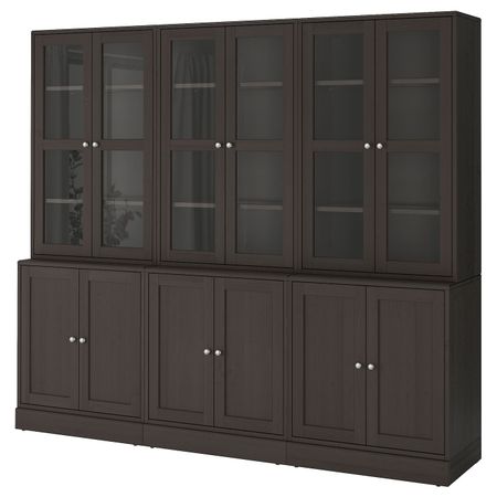 Комбинация для хранения с стеклянная двр, темно-коричневый 243x47x212 см IKEA HAVSTA ХАВСТА 192.659.67
