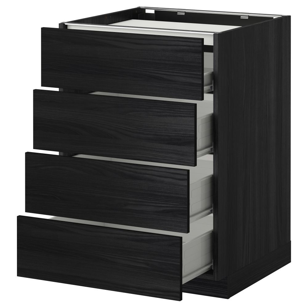 Напольный шкаф, 4 фронтальных панели, 4 ящика МЕТОД / ФОРВАРА, черный, Тингсрид черный - фото 1