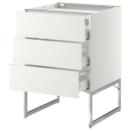 Напольный шкаф, 3 фронтальных панели, 3 ящика МЕТОД / МАКСИМЕРА, белый, Хэггеби белый
