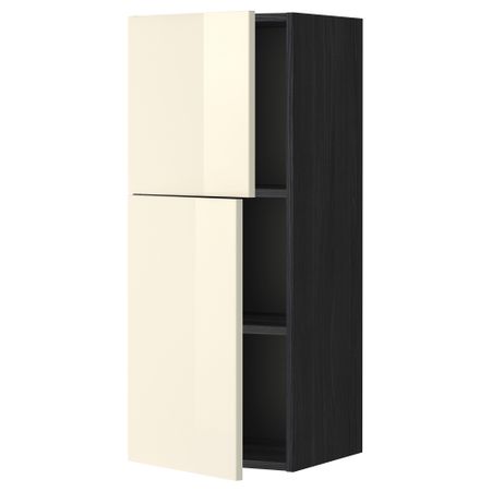 Навесной шкаф с полками, 2 дверцы МЕТОД, черный, Рингульт кремовый