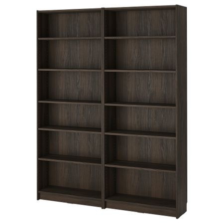 Стеллаж комбинация, темно-коричневый под дуб, 160x28x202 см IKEA BILLY БИЛЛИ 795.818.16