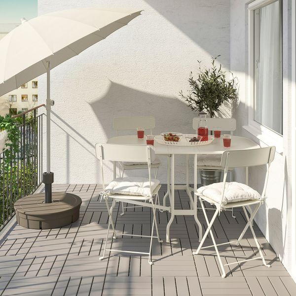 Стол + 4 складных стула, для/сада, бежевый/Куддарна бежевый IKEA САЛЬТХОЛЬМЕН 892.863.20 - фото 2