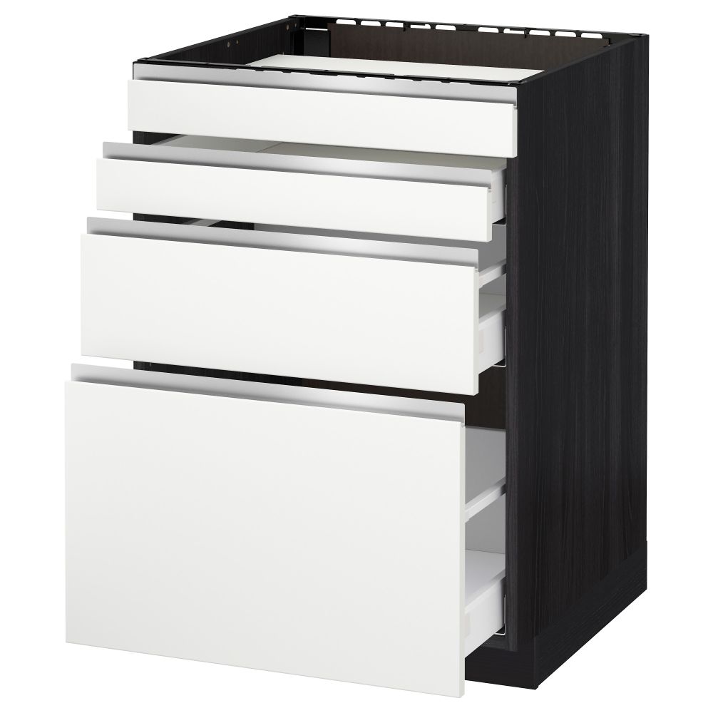 Напольный шкаф для духовки, 4фасада, 3 ящика МЕТОД / МАКСИМЕРА, черный, Нодста белый - схема-чертеж с размерами