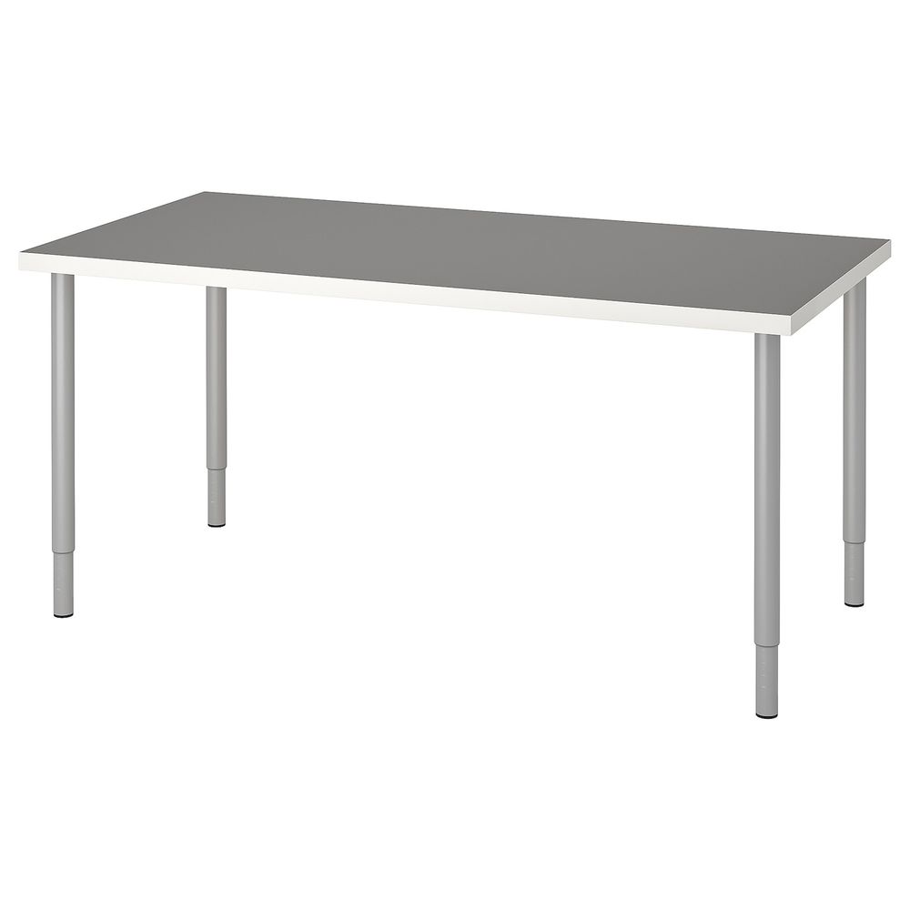 Стол, светло-серый белый, серебристый 150x75 см IKEA LINNMON ЛИННМОН / OLOV ОЛОВ 893.313.46 - фото 1