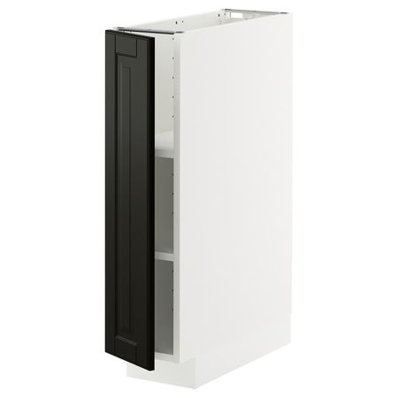 METOD Напольный шкаф с полками - белый/Bodbyn чёрный 20x60 см