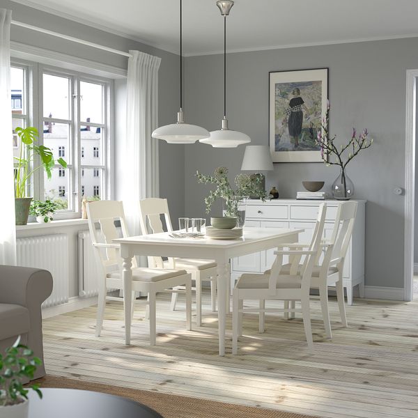 Стол + 4 стула с подлокотниками, 155, 215 cm IKEA INGATORP ИНГАТОРП, INGATORP ИНГАТОРП 894.828.11 - схема-чертеж с размерами