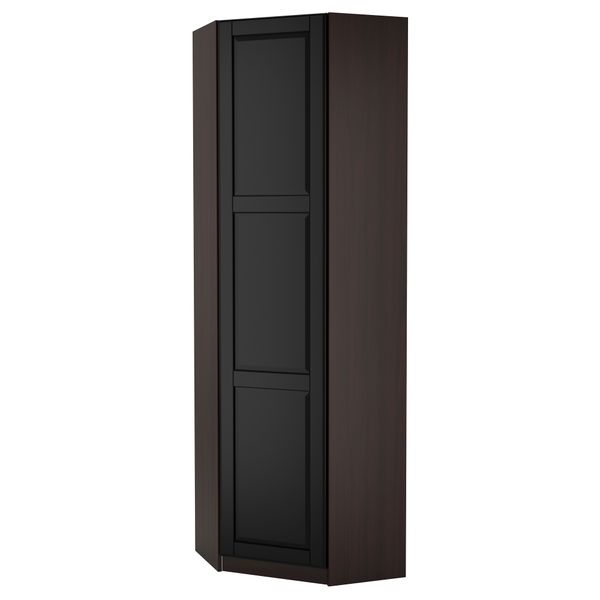 Гардероб угловой ПАКС, черно-коричневый, Ундредаль черный - фото 1