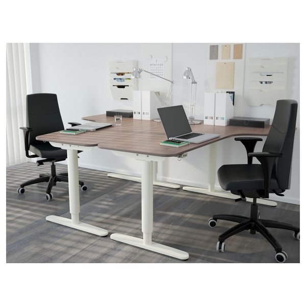 Угловой письменный стол правосторонний, трансформатор БЕКАНТ, серый, белый (160x110 см) - фото 5