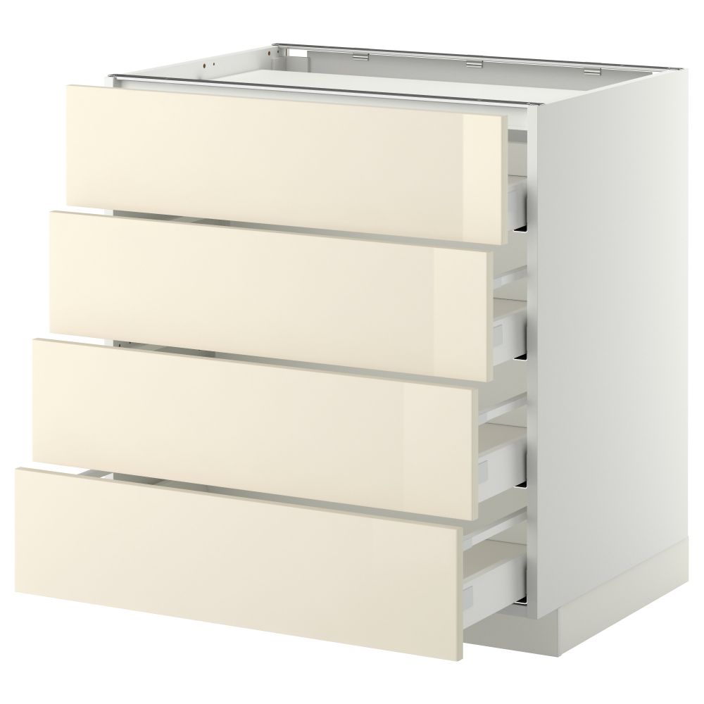 Напольный шкаф, 4 фронтальных панели, 4 ящика МЕТОД / МАКСИМЕРА, белый, Рингульт кремовый - фото 1