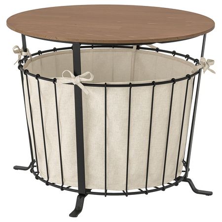 ÄNGESBYN Столик с отделениями д/хранения - чёрный/сосна светло-коричневая морилка 60 см