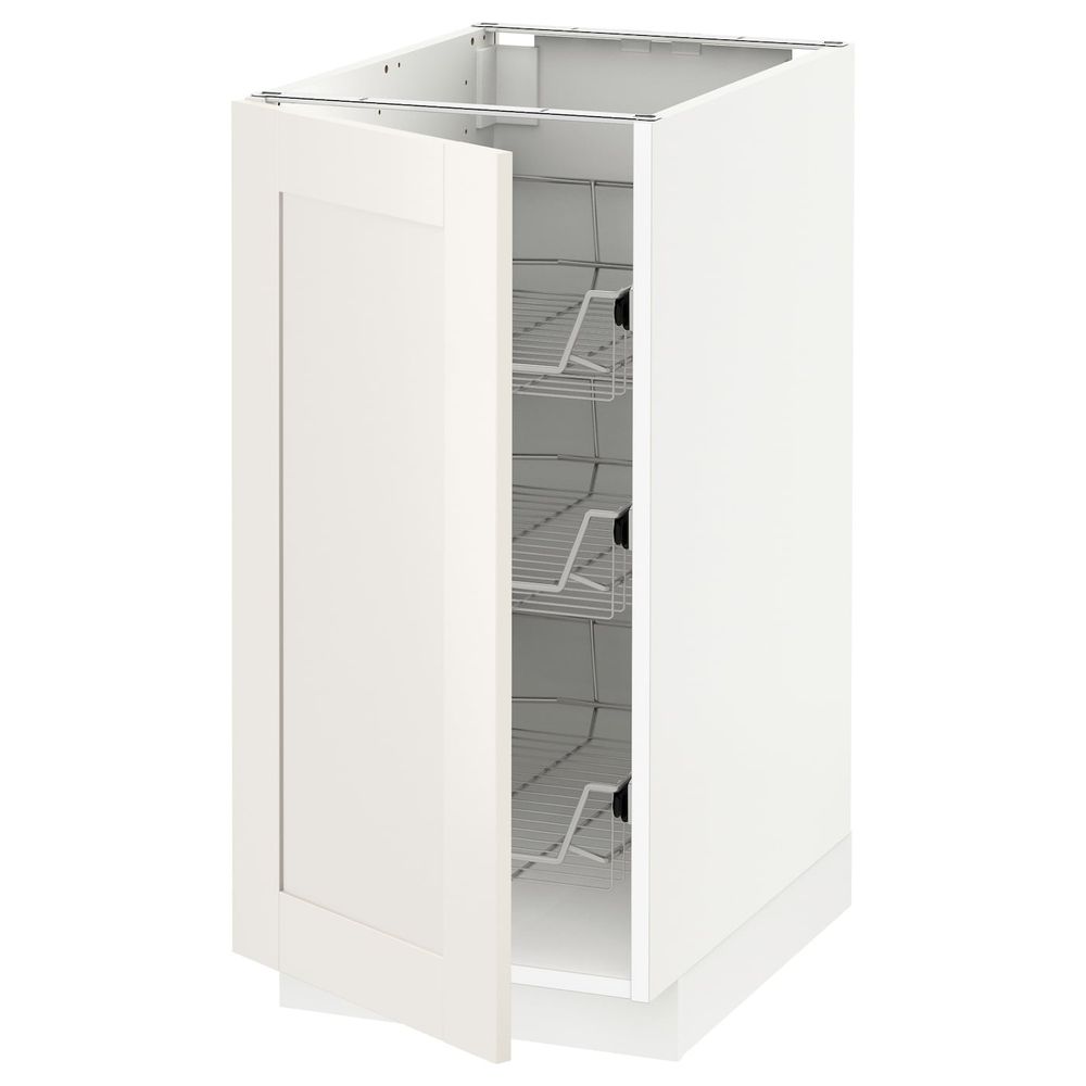 Напольный шкаф с проволочные ящиками, белый/Сэведаль белый 40x60 см IKEA METOD МЕТОД 692.229.99 - фото 1