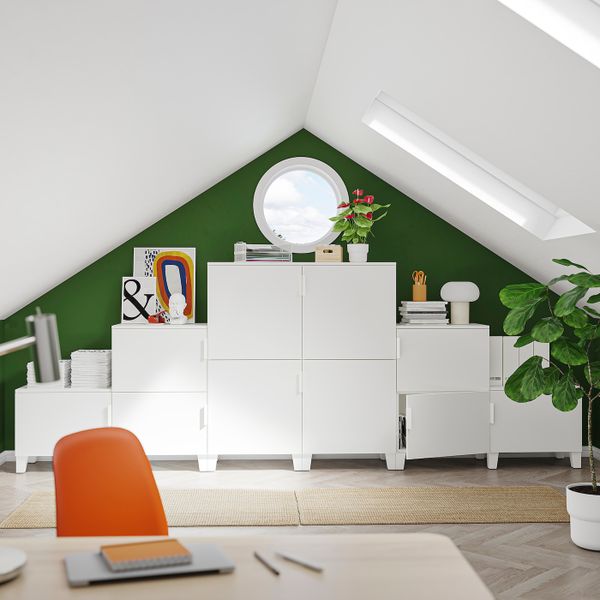 Гардероб с 10 дверями, белый/Фоннес белый 360x42x133 см IKEA OPPHUS ОПХУС 894.369.61 - схема-чертеж с размерами