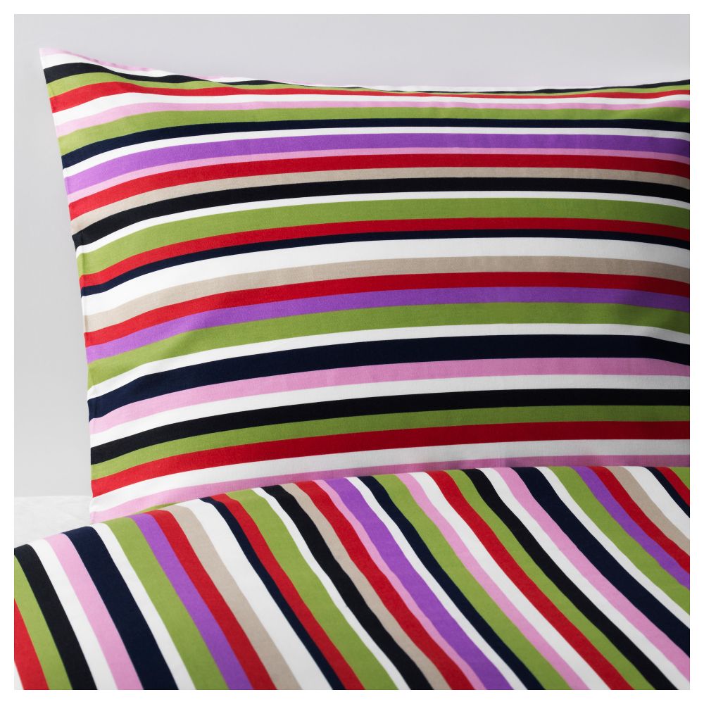 Пододеяльник и 1 наволочка ДВАЛА, в полоску, разноцветный - фото 1