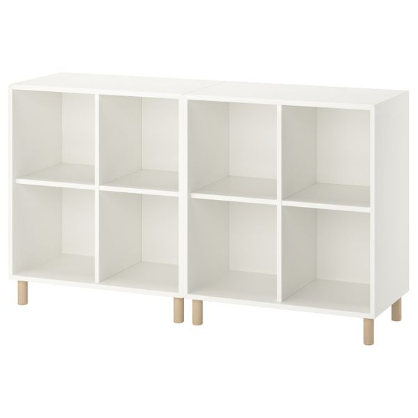 Комбинация шкафов с ножками, белый, дерево 140x35x80 см IKEA EKET ЭКЕТ 493.861.09 - фото 1