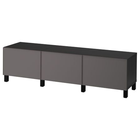 Комбинация для хранения с ящиками БЕСТО, черно-коричневый, Грундсвикен темно-серый (180x40x48 см)