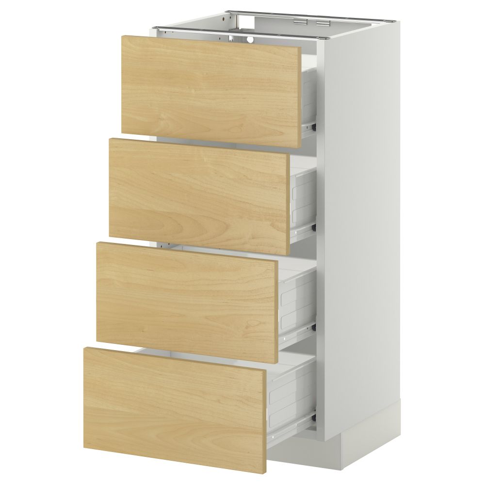 Напольный шкаф 4 фронтальных панели, 4 ящика МЕТОД / ФОРВАРА, белый, Тингсрид береза - схема-чертеж с размерами
