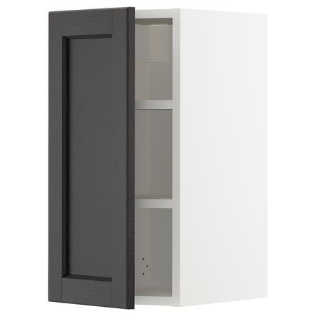 Навесной шкаф с полками, белый/Лерхюттан черная морилка 30x60 см IKEA METOD МЕТОД 694.459.71