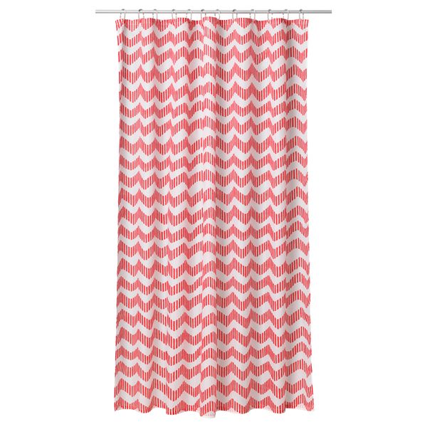 Штора для ванной СОММАР 2016, красный, белый (180x200 см) - схема-чертеж с размерами