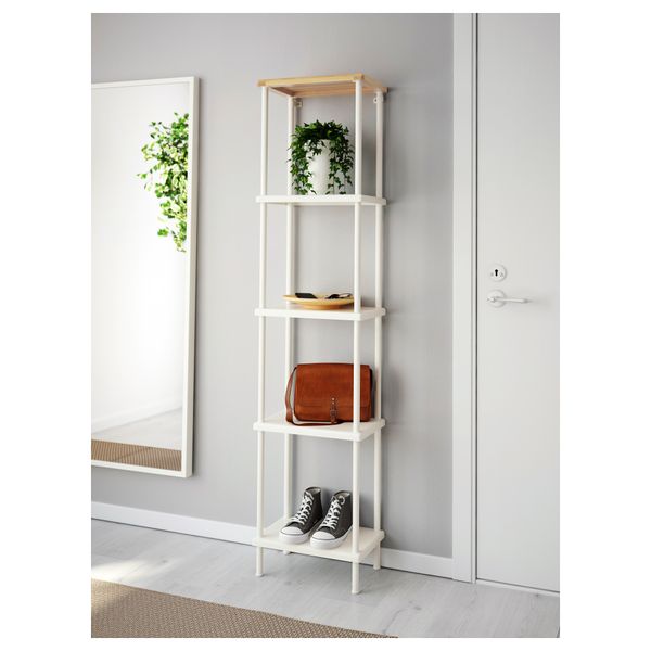 Стеллаж ДИНАМ, белый, рисунок бамбука (40x27x176 см) - схема-чертеж с размерами