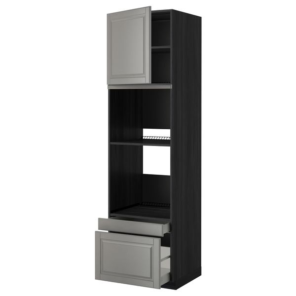 Высокий шкаф для духовки комбинированный, духовка + дверца, 2 ящика МЕТОД / МАКСИМЕРА, черный, Будбин серый - фото 1