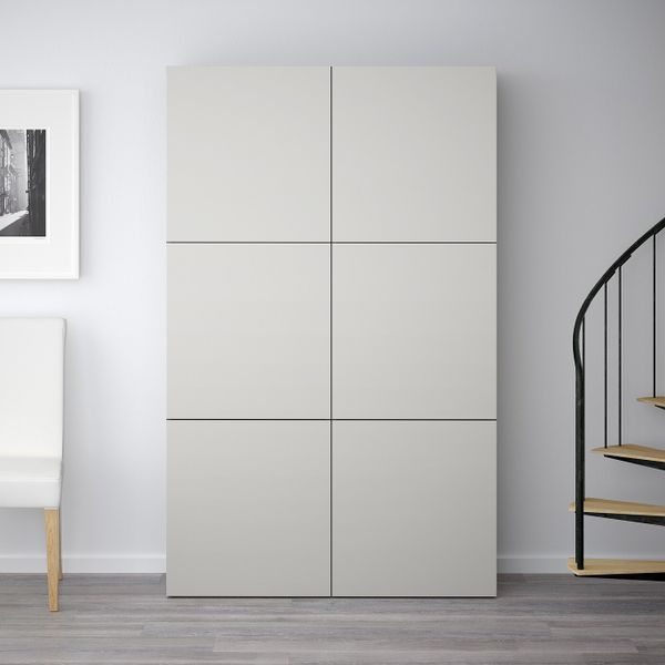 Комбинация для хранения с дверцами, черно-коричневый/Лаппвикен светло-серый 120x40x192 см IKEA БЕСТО 892.471.40 - фото 3