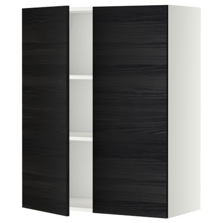 Навесной шкаф с полками, 2 дверцы МЕТОД, белый, Тингсрид черный