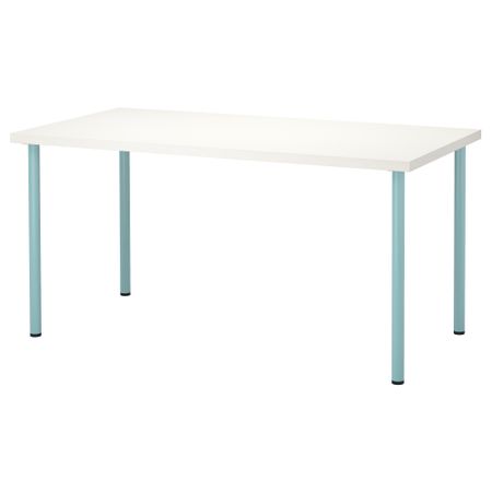 Стол ЛИННМОН / АДИЛЬС, белый, светлая бирюза (150x75 см)