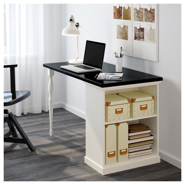 Стол и модуль для хранения КЛИМПЕН / НИПЕН, черный, белый (120x60 см) - схема-чертеж с размерами