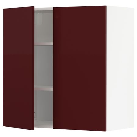 Навесной шкаф с полками, 2 дверцы, 80x80 cm IKEA METOD МЕТОД 694.521.36