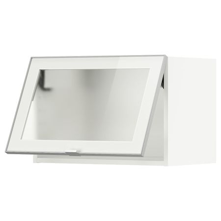 Навесной горизонтальный шкаф/дверца, белый/Ютис матовое стекло 60x40 см IKEA METOD МЕТОД 493.939.11