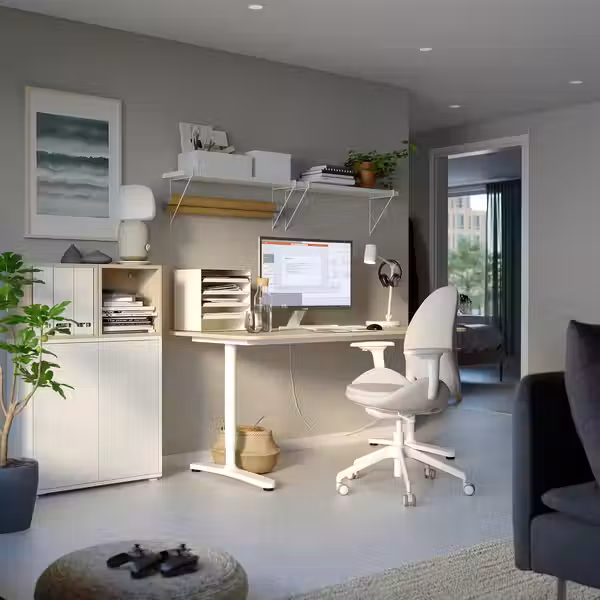 HATTEFJÄLL Рабочий стул с подлокотниками - Gunnared бежевый/белый - фото 8