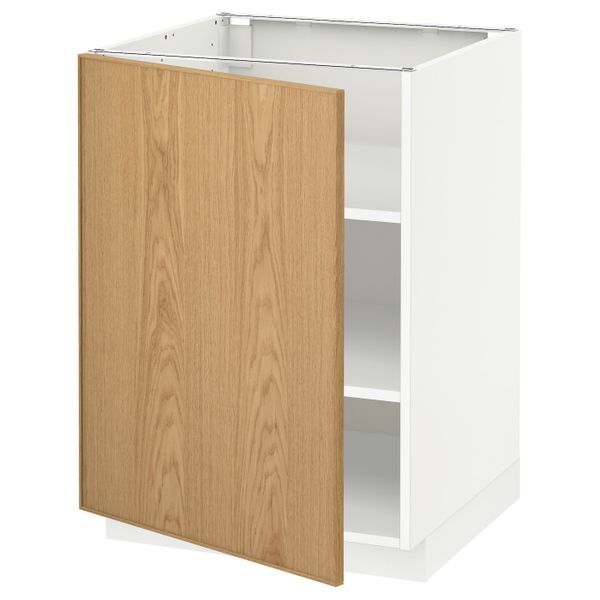 Напольный шкаф с полками, белый/Экестад дуб 60x60 см IKEA METOD МЕТОД 292.256.26 - схема-чертеж с размерами