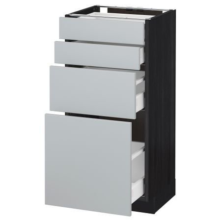 Напольный шкаф 4 фронтальных панели, 4 ящика МЕТОД / МАКСИМЕРА, черный, Веддинге серый