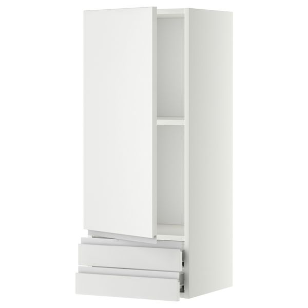 Навесной шкаф с дверцей, 2 ящика МЕТОД / ФОРВАРА, белый, Нодста белый - фото 1
