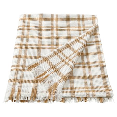 Плед, белый темно-бежевый, клетка, 130x170 см IKEA SIKELVINGE 905.736.07